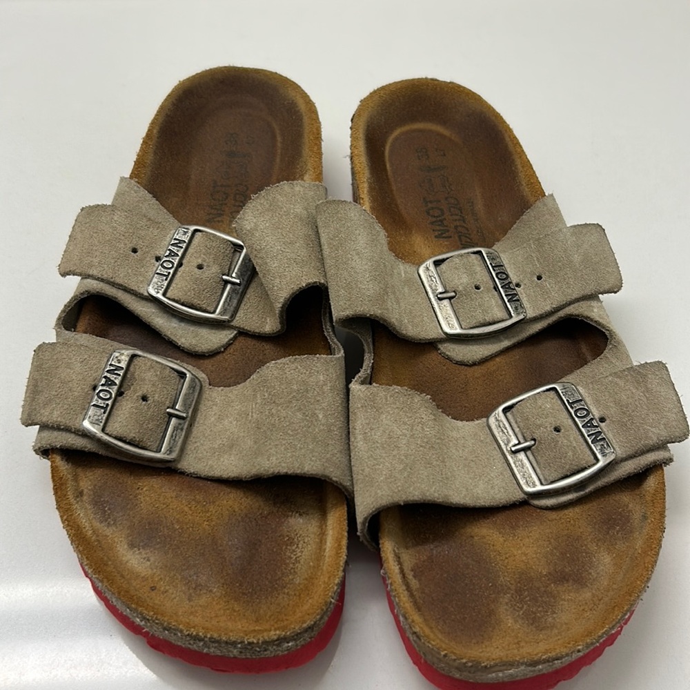 NAOT Women's Tan Nubuck Santa Barbara Strap Sandal size 7 (36)